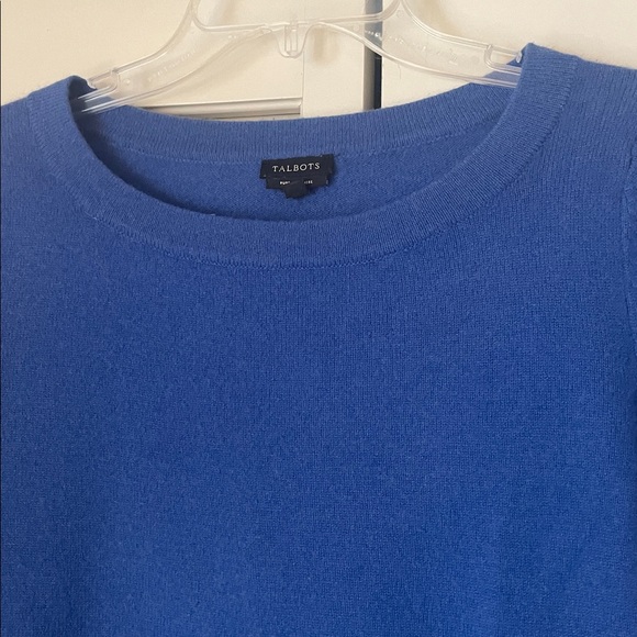Talbots 100% cashmere sweater Sz M royal blue boat neck - Picture 2 of 5